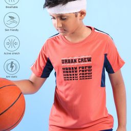 Pine Active Skin Friendly & Breathable Half Sleeves T-shirt with Text Print - Red-image-17