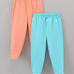 Doodle Poodle Cotton Knit Solid Bootie Leggings Printed Pack of 2 - Peach Blue-picture-8