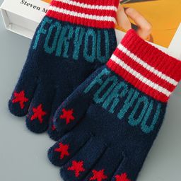 Babyhug Text Design Gloves Large Size - Navy Blue-image-53