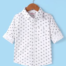 Babyhug 100% Cotton Full Sleeves Printed Shirt - White-image-54