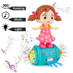 YAMAMA Musical Fashion Girl Dancing Toy With 360 Degree Rotating Universal Wheel 5D Lights And Sound For Kids - Multicolor-22