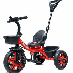 Kidsmate Junior Plug N Play Kids/Baby Tricycle with Parental Control, Storage Basket, Cushion Seat and Seat Belt- Red-image-93