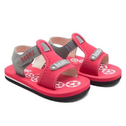 Beanz Brand Name  Detailed Velcro Closure Sandals -  Red & Grey-image-36
