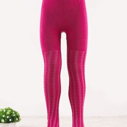 Cute Walk by Babyhug Knit Antibacterial Footed Tights Cable Knit Design - Pink-image-31