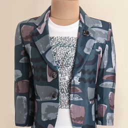 Dapper Dudes Full Sleeves Abstract Printed Blazer With Tee - Grey-picture-42