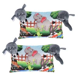 Kuber Industries Pack of 2 Soft And Cozy Pillow for Baby | 12x18 Inches Comfortable Toddler Pillow for 2 Year Olds | Sleeping Cushion for Kids Bedtime | Elephant Print - Grey-34