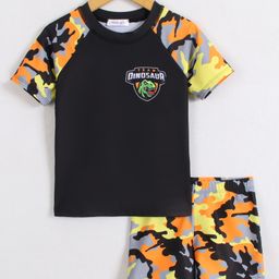 Mark & Mia Half Raglan Sleeves Two Piece Swimsuit with Abstract Print - Orange-image-85