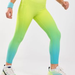 Pine Active Knit Full Length Super Stretch Leggings With Ombre Effect - Light Green & Light Blue-image-94