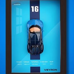 YAMAMA Bugatti Veyron 3D Diecast Model Car Wall Frame With Lights, Music And Openable Doors Pull-Back Toys Interactive Wall Décor Collectible Car Premium Car Model Display - Multicolor-21