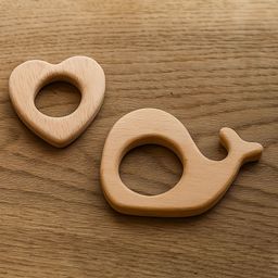 The Cheeky Kidzz Pack of 2 Baby Organic Neem Wood Teether Set BPA-Free, Anti-Bacterial and Anti-Fungal Smooth Edges 6 to 24 Months BPA Free(MULTI)-15