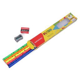 Nataraj Fluro Prints Pencil Set With Eraser & Sharpener Pack of 11 (Color may vary) image 2