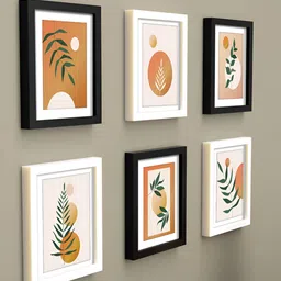 RANDOM White & Orange 5 to 7 Pieces MDF Wall Photo Frames-6