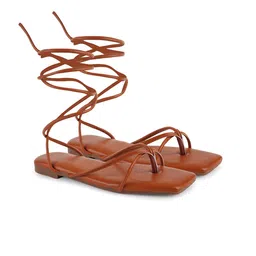 Froh Feet Women Lace-Ups Open Toe Gladiators Flats-11