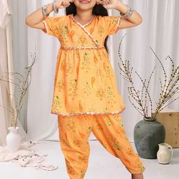 Cutiekins Girls Ethnic Motifs Printed A-Line Kurta with Salwar-picture-34