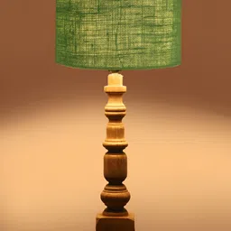 Aura Green Wood Traditional Abstract Shaped Table Lamp-6