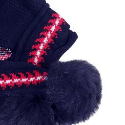 Tipy Tipy Tap Pompom Embellished Abstract Designed Beanie Cap - Blue image 4