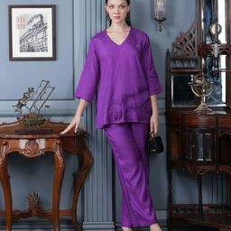 JISORA Pure Silk Tunic With Trousers Co-Ords-image-47