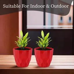 Kuber Industries 4-Pieces White & Red Textured Planters image 4
