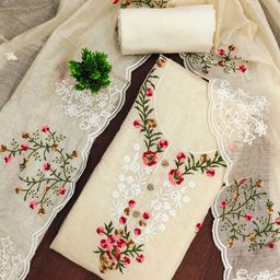 SHADOW & SAINING Floral Embroidered Zari Unstitched Dress Material-picture-1