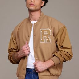 The Roadster Lifestyle Co. Fleece Applique Detail Bomber Jacket-picture-55