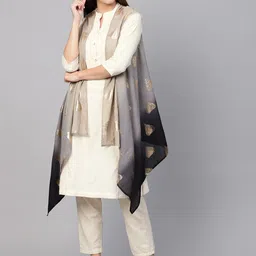 Biba Women Beige Solid A-Line Kurta with Asymmetric Shrug-picture-8