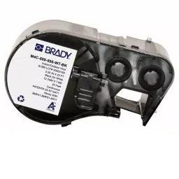 BRADY Precut Label Roll Cartridge 1/2 inch x 25 ft White on Black, 808DH1-2