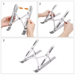 Techie Laptop Table Stand 55-155 mm Adjustable Height Silver Color, ITD126 image 2