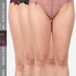 Fleurt Pack Of 3 Assorted Lace Hipster Briefs - HOBFPT3-OS-16-image-29