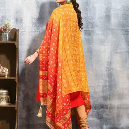swatika Printed Bandhani Dupatta with Zari image 5