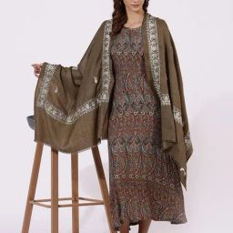 W Brown Polyester Printed Shawl-picture-31