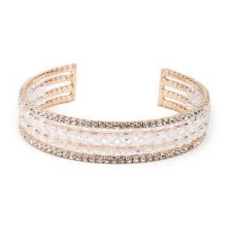 Odette Women Gold Imitation & White Stone Studded Mixed Metal Bracelet-image-51