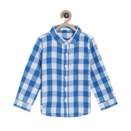 MINIKLUB Boys Blue & White Checks Full Sleeves Shirt-image-69