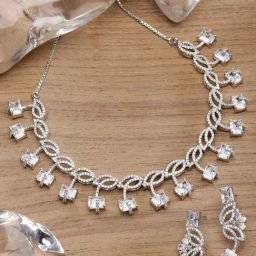 Zeneme Silver Plated AD Studded Jewellery Set-39