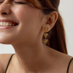 Perfectly Average Triple Heart Drop Earrings image 2