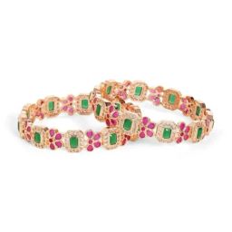 Priyaasi Multicolor Stone-Studded Round Bangle Set of 2 image 2