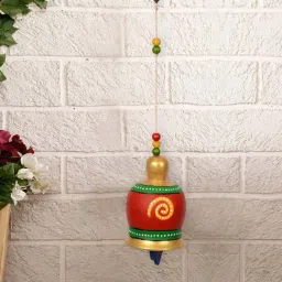 ExclusiveLane Terracotta Handpainted Decorative Bell Hanging-46