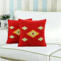 Saral Home Red Cotton Cushion Covers - Set of 2-image-12