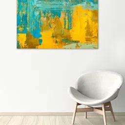 999store Blue & Yellow Modern Contemporary Abstract Canvas Painting-47