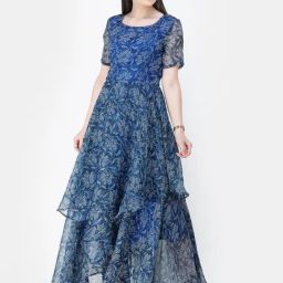 Scorpius Blue Floral Print Maxi Dress-image-18