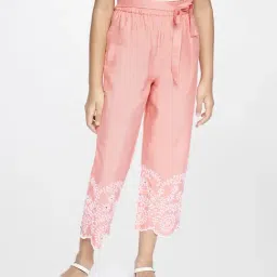Global Desi Girl Coral Embroidered Pants-image-5