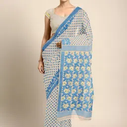 Kalakari India Blue Cotton Silk Woven Saree With Unstitched Blouse-image-93