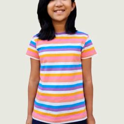 Campana Kids Multicolor Cotton Striped T-Shirt-image-7