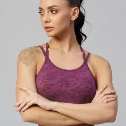 C9 Airwear Purple Self Print Sports Bra-image-34