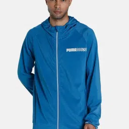 Puma Blue Regular Fit Hooded Jacket-image-47