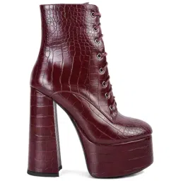 London Rag Women's Burgundy Derby Boots-91