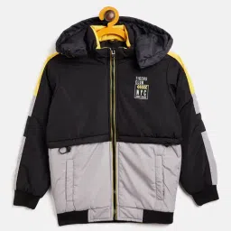 Duke Kids Black & Grey Color Block Full Sleeves Jacket-image-81