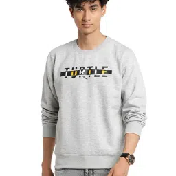Turtle Grey Regular Fit Printed Sweatshirt-9