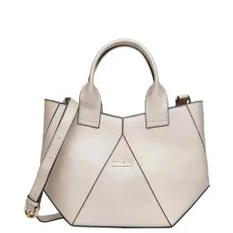 KLEIO Cream Solid Medium Handbag-16