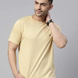 Bushirt Beige Regular Fit Cotton Crew T-Shirt-image-55