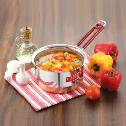 HAZEL Silver Stainless Steel 16 cm Saucepan with Rubber Grip Handle (1 L)-image-99